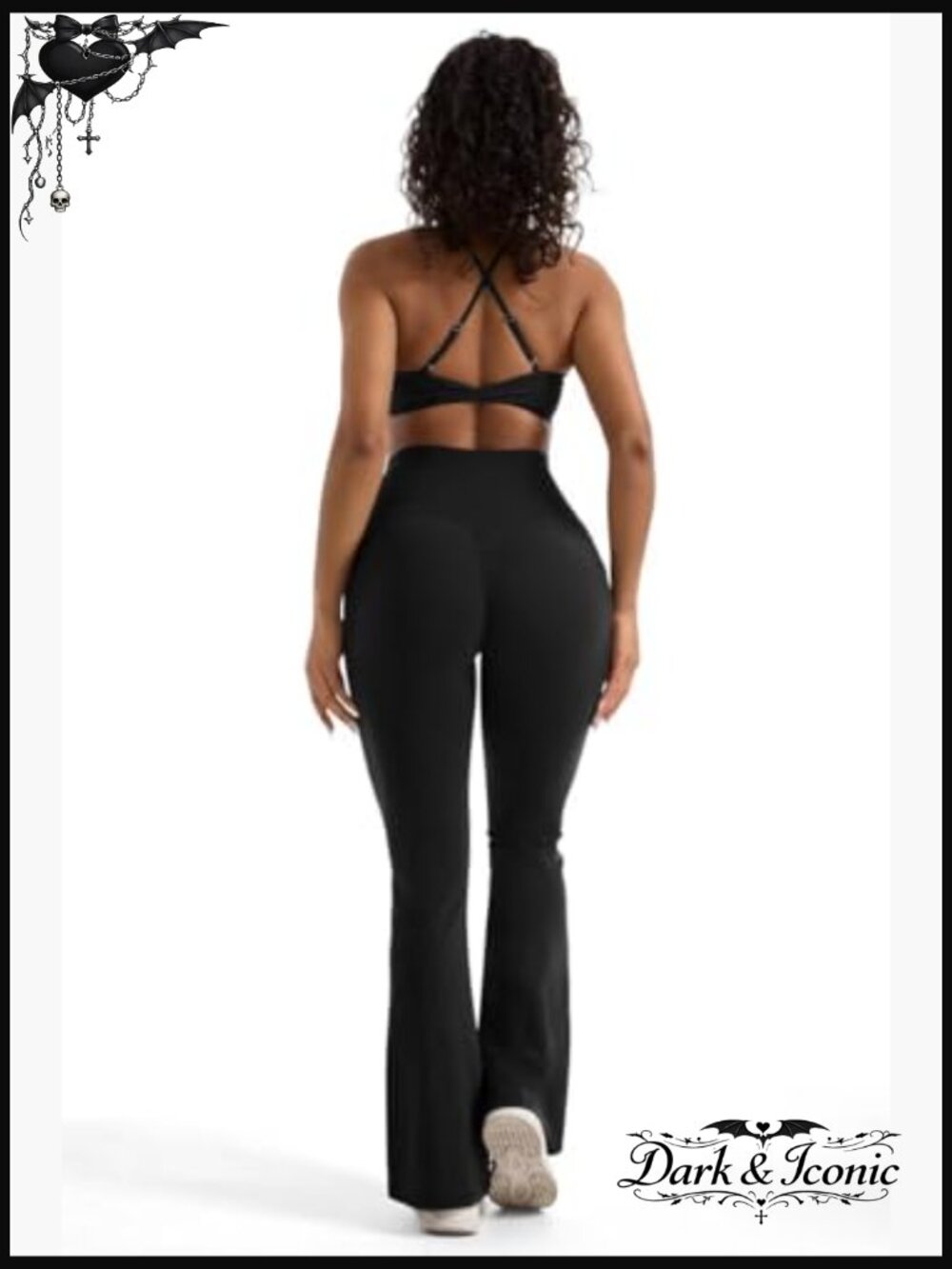 High Waisted Flared Yoga Leggings with Tummy Control & Pockets - Picture 4 of 7